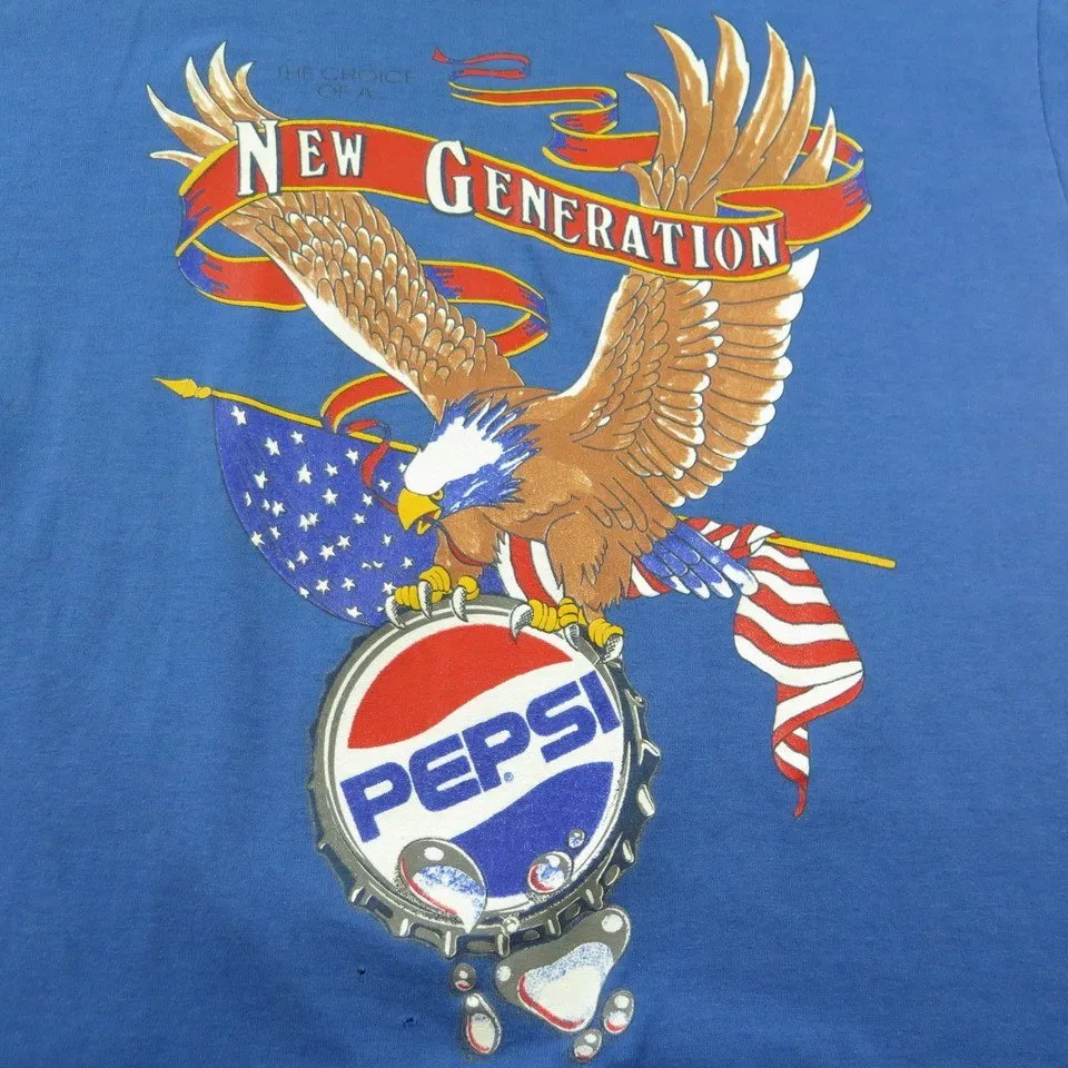 Vintage 80s Pepsi T-shirt Mens S Retro New Generation 50/50