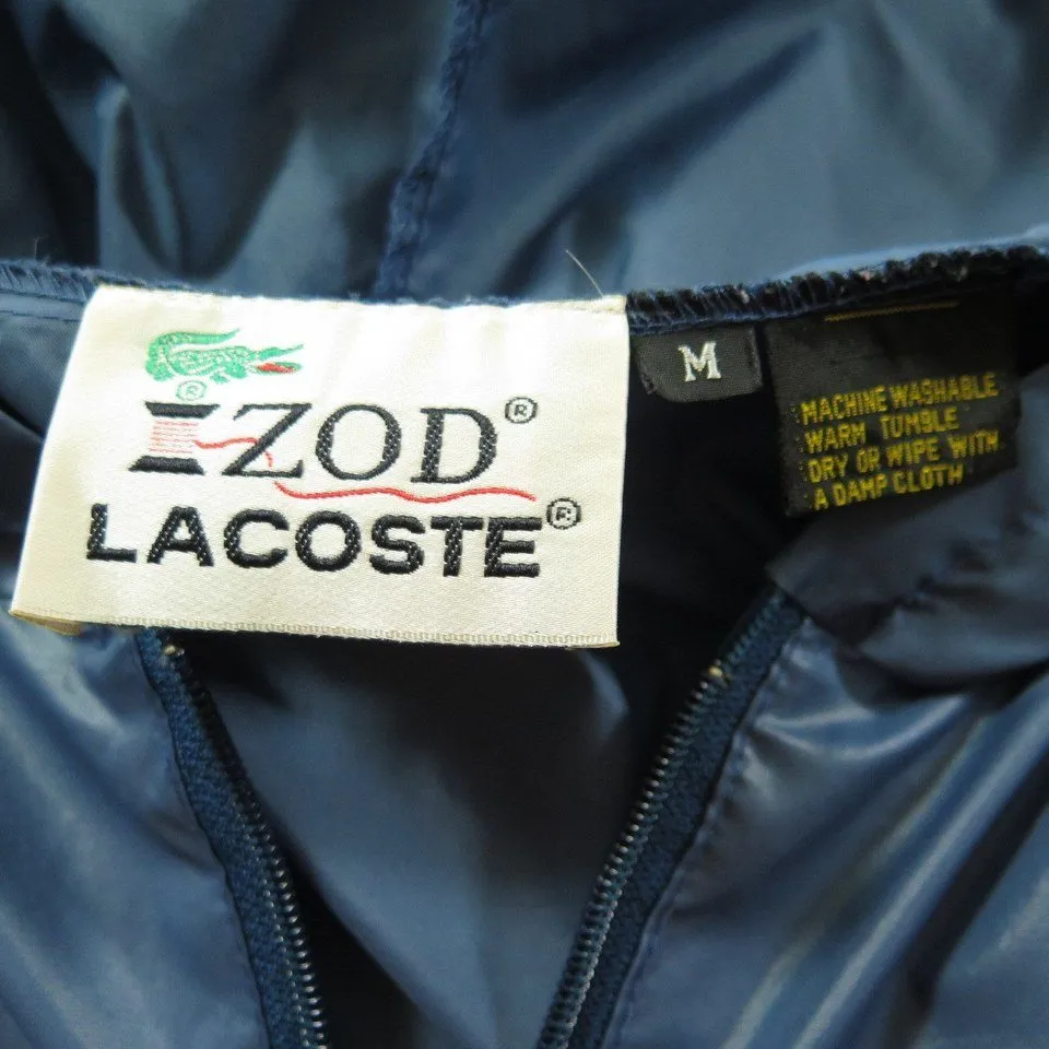 Vintage 80s Rain Jacket Mens M Izod Lacoste Blue Alligator Stow Away