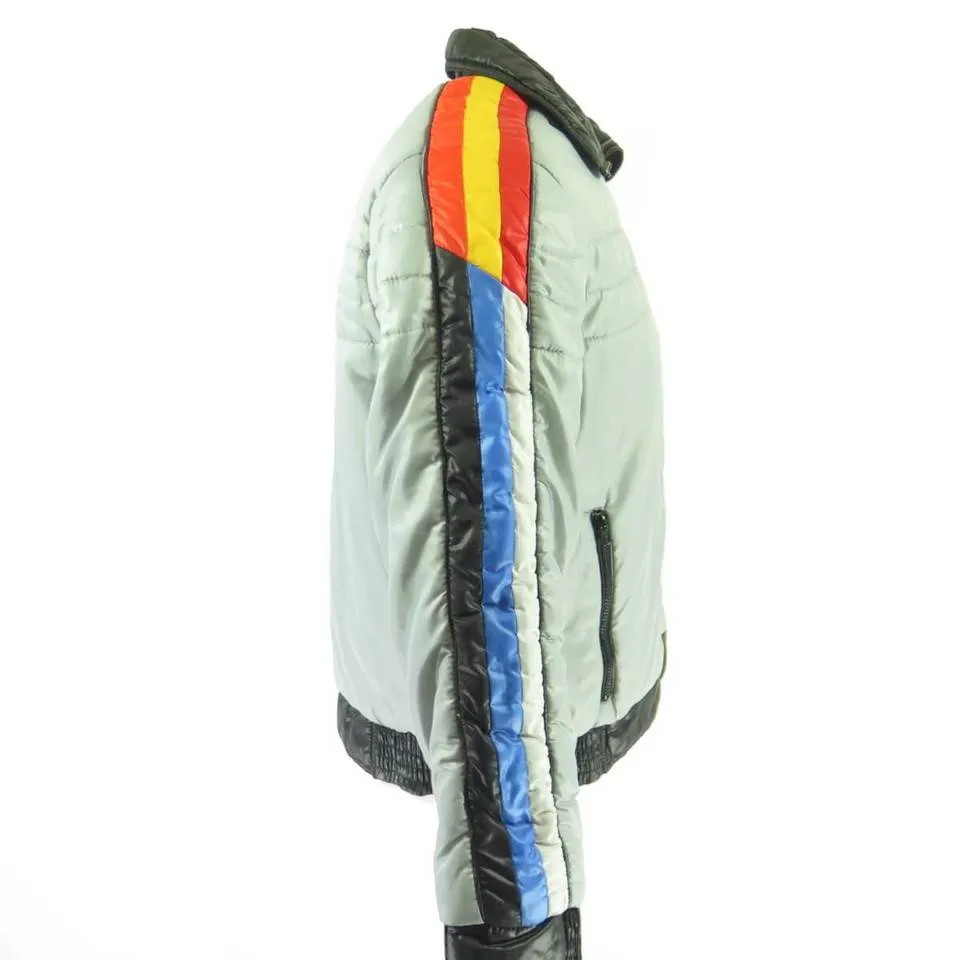 Vintage 80s Ski Jacket Mens L Retro Puffy Snowboard Stripes Nylon Aventura