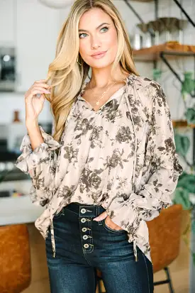 Waiting For You Mocha Brown Floral Blouse