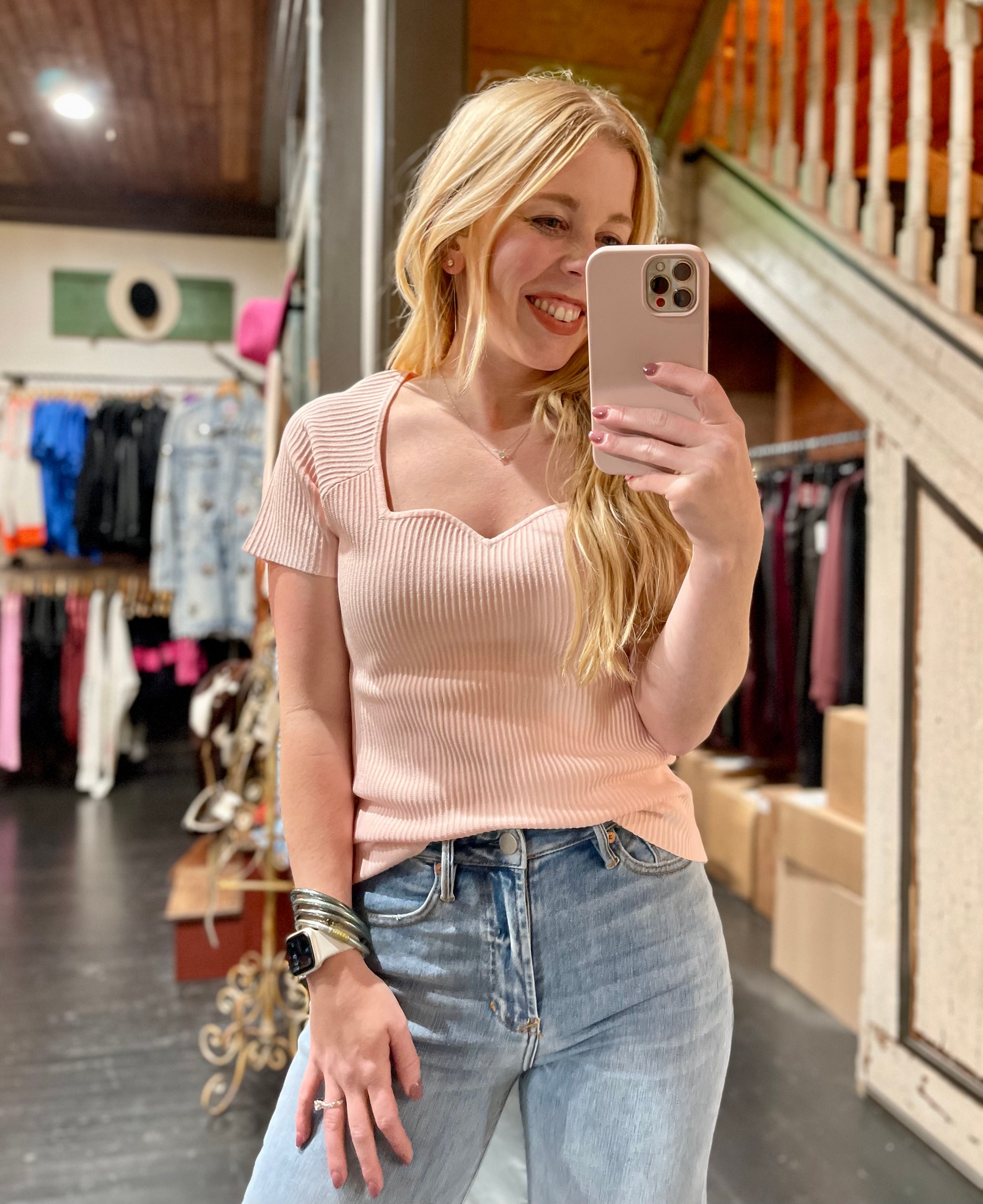 Whisper Pink Knit Top