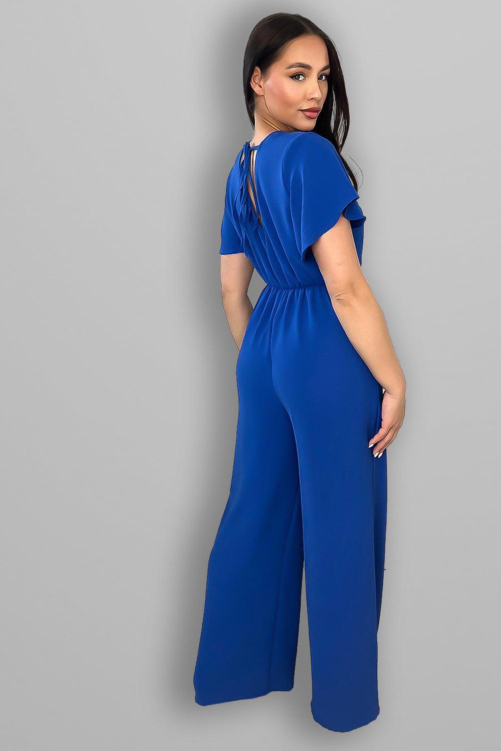 Wing Sleeve V-Neck Palazzo Jumpsuit