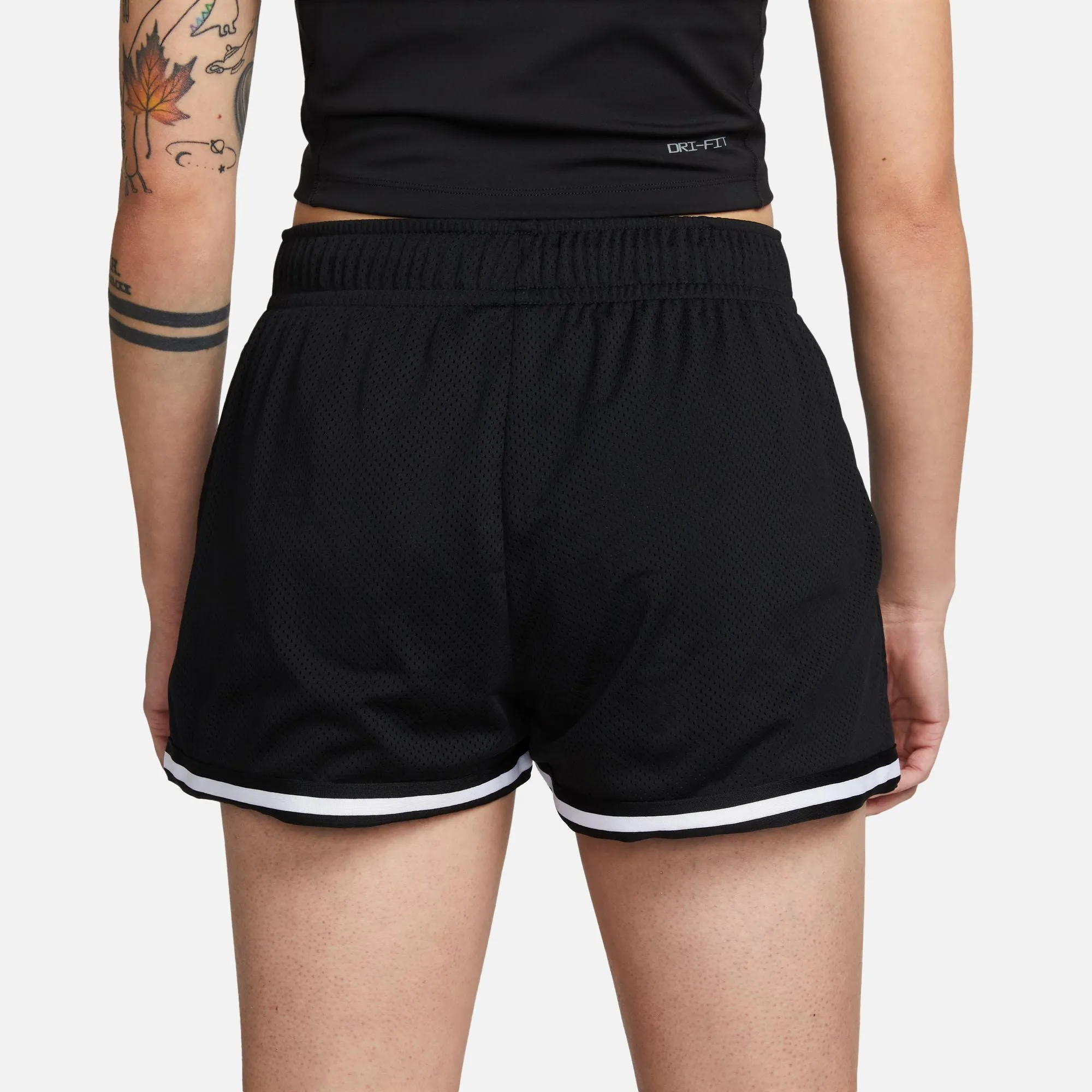 Women's Mesh Mid-Rise Shorts (Black/White)