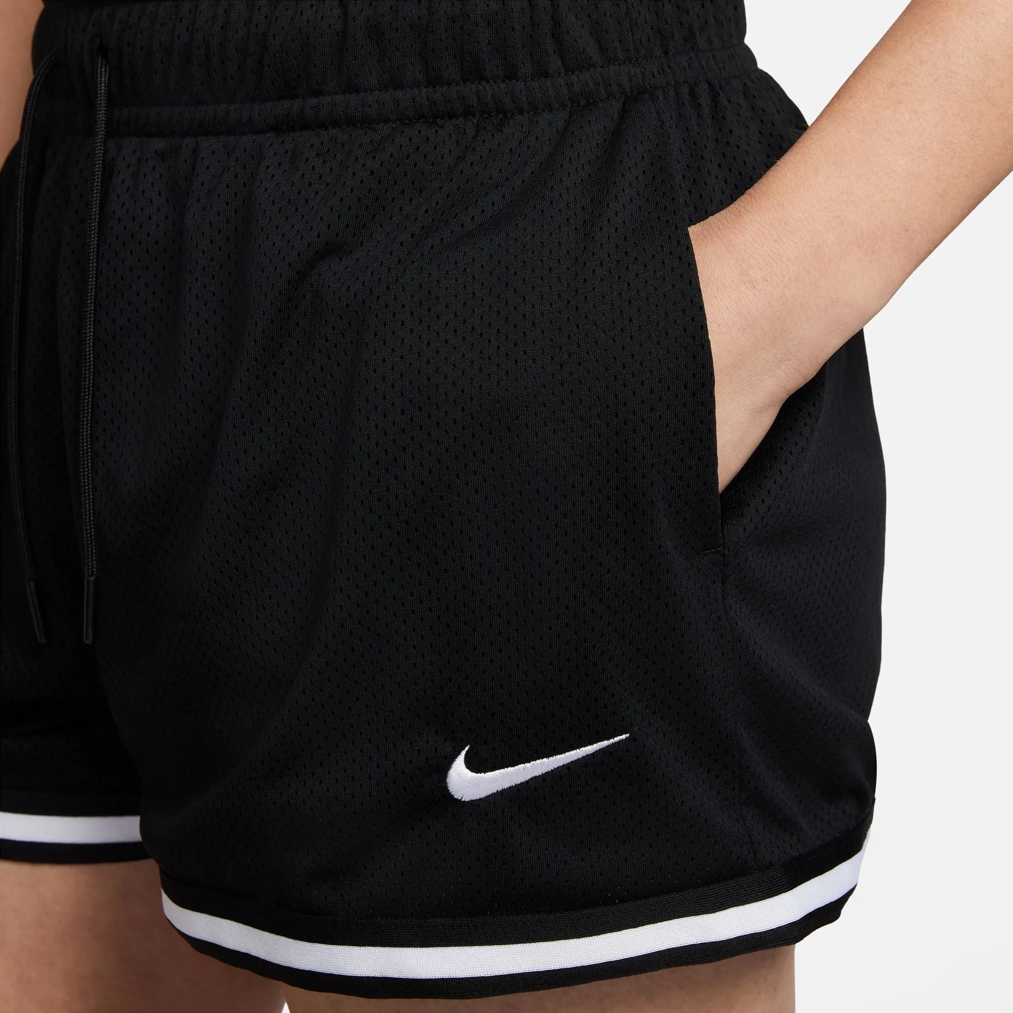 Women's Mesh Mid-Rise Shorts (Black/White)