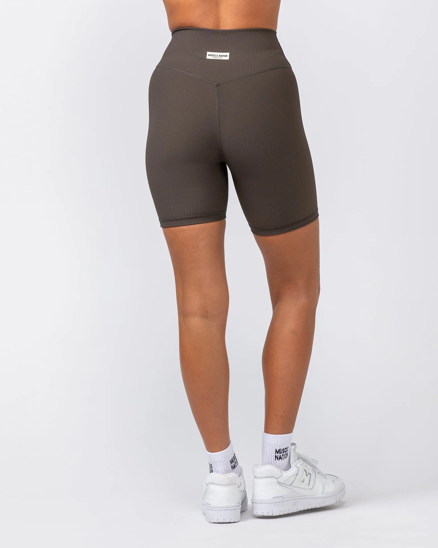 Zero Rise Rib Bike Shorts - Deep Brown